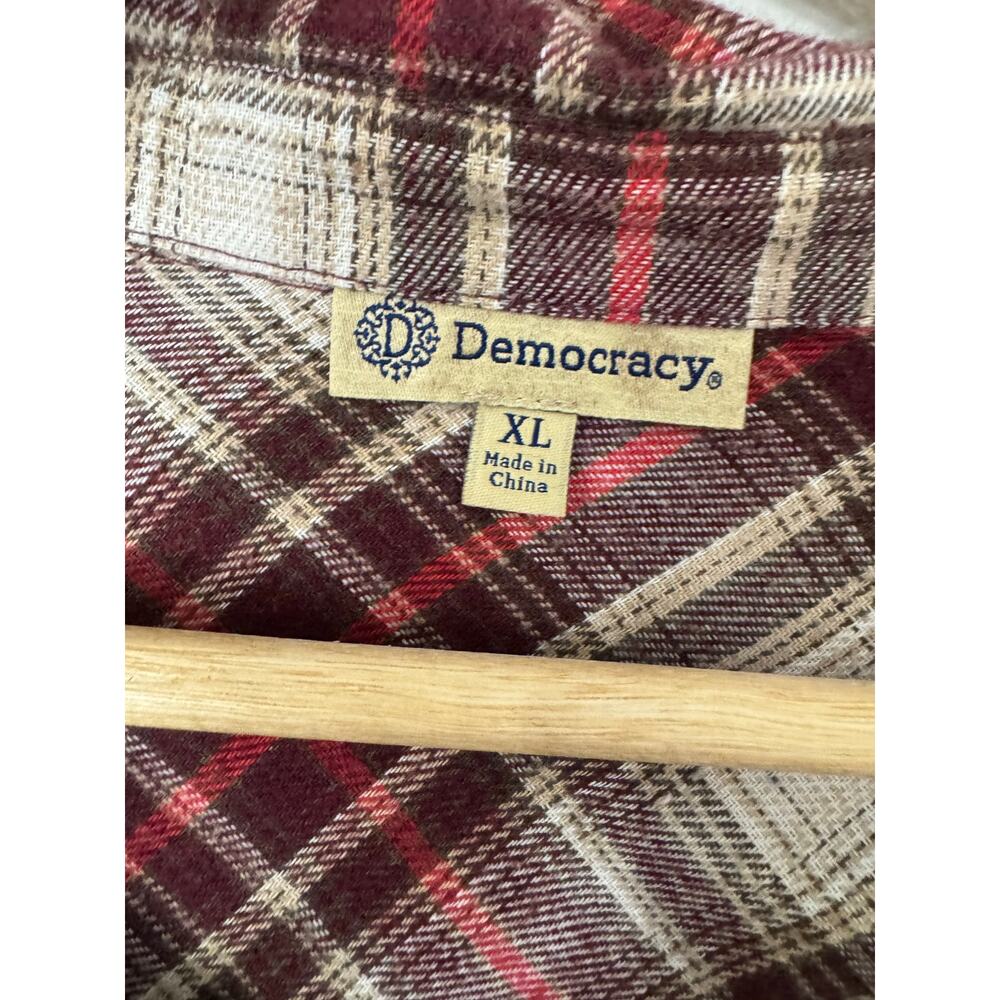 Democracy Lightweight Plaid Button Front Long Sleeve Shacket Size XL - Picture 5 of 6
